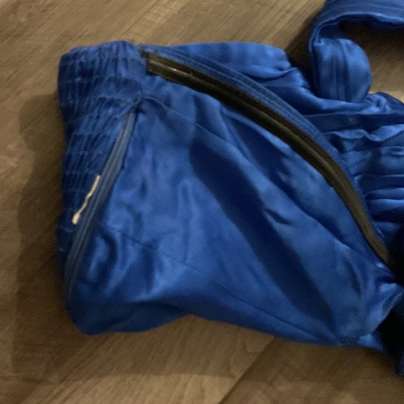 Zara Royal Blue Satin Pleated Halter Crop Top - Picture 6 of 6